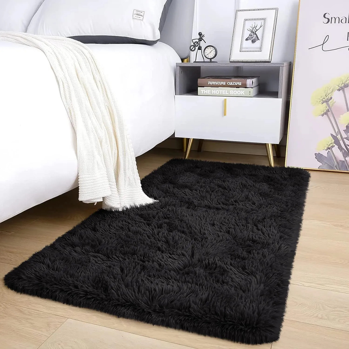 Alfombra Peluda Suave Antideslizante 40x60 Cm Elegante Baño: imagen 7