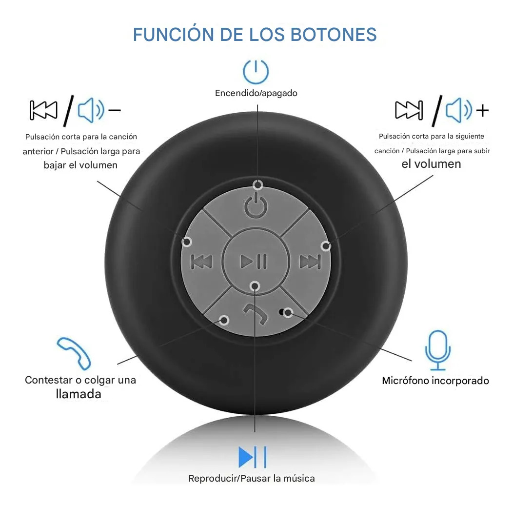 Parlante Bluetooth Para Usar En Ducha Baño Musica Auto Mf: imagen 4