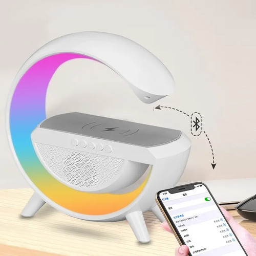 Lámpara Ambiente Con Cargador Inalámbrico De Mesa Bluetooth
