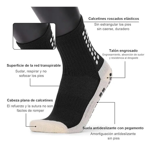 Set X3 Pares Medias Antideslizante Para Deporte Unisex Sport