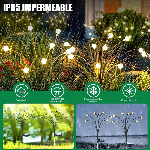 Luces Solares De Luciérnaga Impermeables 10 Luces Led Jardín
