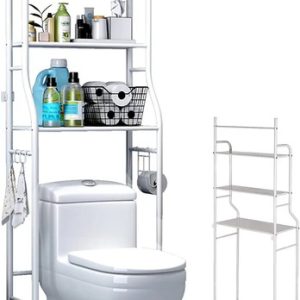 Estantes O Armario Mueble Organizador De Baño Inodoro Water Metal 3 Niveles De Estantes Impermeables Ahorrador De Espacio Alta Calidad Everest Blanco: imagen 1