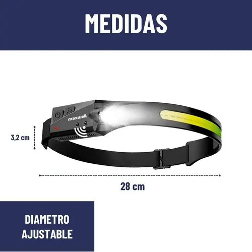 Linterna Frontal Luz Led Camping De Cabeza Para Minero Ultraligera Y Cómoda Alta Calidad Unilamp Blanco Negro