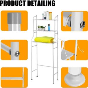 Estantes O Armario Mueble Organizador De Baño Inodoro Water Metal 3 Niveles De Estantes Impermeables Ahorrador De Espacio Alta Calidad Everest Blanco: imagen 3