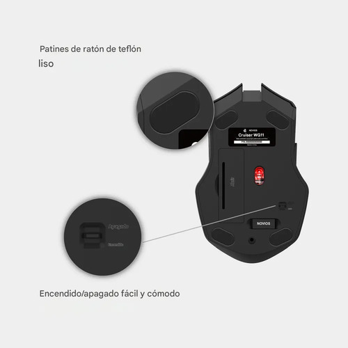 Mouse Gamer Inalámbrico Wg11 6 Botones, Everest, 2.4ghz, Rgb, Batería Recargable, Alta Calidad Negro