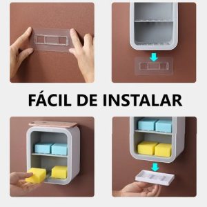 Jabonera Doble Piso Para Pared Con Drenaje Estante Para Baño: imagen 5