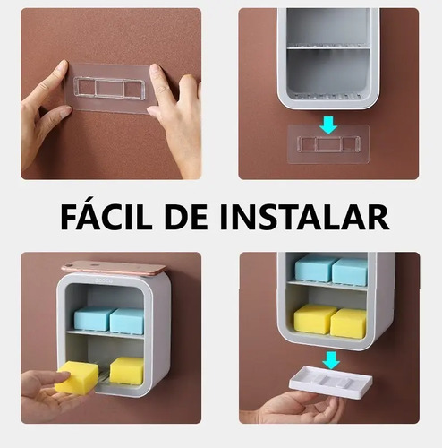 Jabonera Doble Piso Para Pared Con Drenaje Estante Para Baño