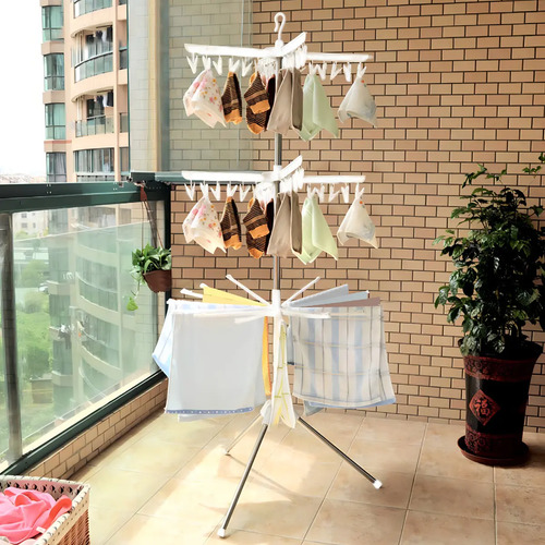Tendedero Vertical Plegable 3 Niveles Giratorio Plegable Alto Para Interior O Exterior Alta Calidad Everest Blanco
