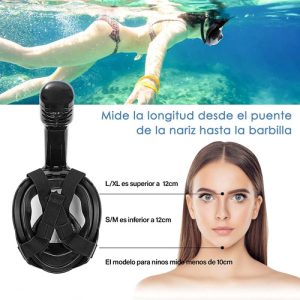 Mascara De Buceo Profesional Snorkel Cubre Cara Completa (C): imagen 2
