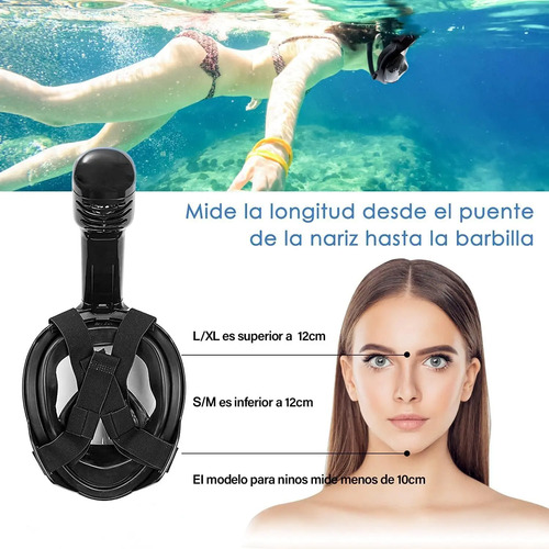 Mascara De Buceo Profesional Snorkel Cubre Cara Completa (C)