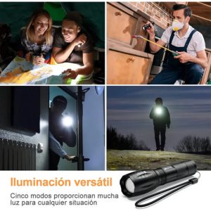 Linterna Recargable Led Unilamp Con Zoom 4000lm Usb 200m Camping: imagen 6