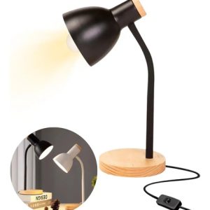 Lámpara De Mesa Flexible Base Madera Estilo Nórdico Hogar (C): imagen 3