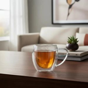 Taza De Vidrio Doble Pared 350ml Aislamiento Con Asa Té Café Color Transparente Doble Vidrio 250: imagen 5