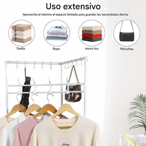 Rack Perchero Esquinero Organizador Deropa 2 Niveles Armable