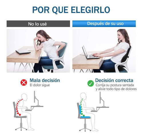 Cojin Almohadón De Soporte Lumbar De Espuma Viscoelástica Ev
