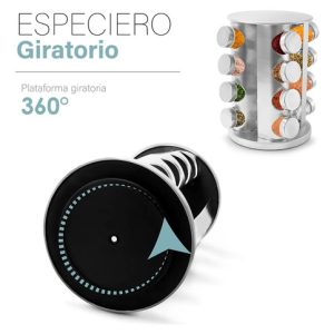 Especiero 16 Frascos Redondo Giratorio De Acero Inoxidable (C): imagen 3