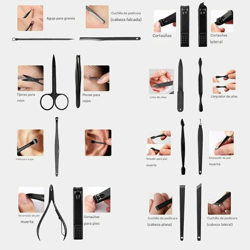 Set Manicura Y Pedicura Profesional 16 Piezas Con Estuche Compacto, Everest, 1 Unidad | Línea Cortauñas, Tijeras Y Accesorios Para Manos, Pies Y Facial (C)