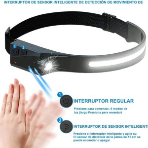 Linterna Frontal Luz Led Camping De Cabeza Para Minero Ultraligera Y Cómoda Alta Calidad Unilamp Blanco Negro: imagen 6