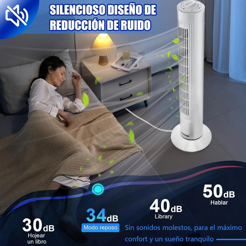 Ventilador De Torre Circulador Oscilante Portátil Silencioso