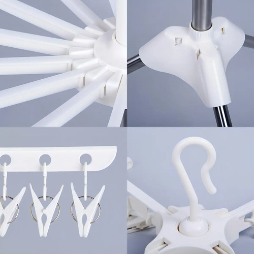 Tendedero Vertical Plegable 3 Niveles Giratorio Plegable Alto Para Interior O Exterior Alta Calidad Everest Blanco