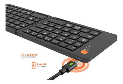 Teclado Plegable Bluetooth Inalámbrico Practico Cable Usb (C)