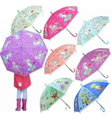 Paraguas Infantil Con Chifle Para Niños Diseños Para Lluvia