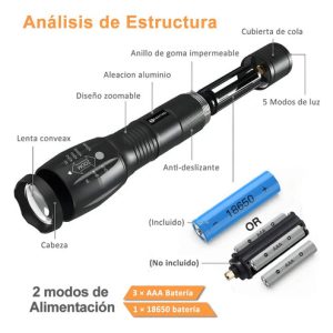 Linterna Recargable Led Unilamp Con Zoom 4000lm Usb 200m Camping: imagen 3