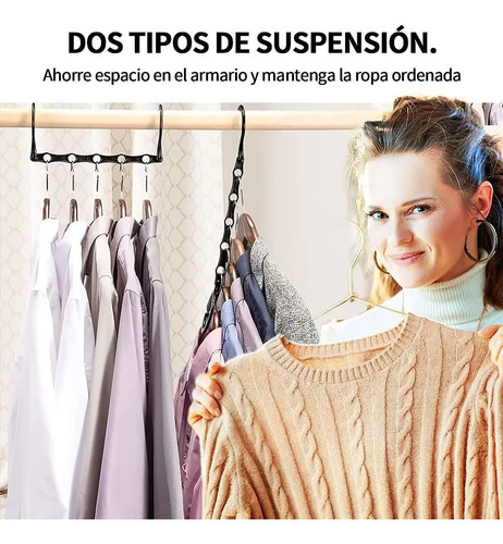 Set 2 Uni Organizador De Perchas De Plástico 5 En 1 Ropa (C)