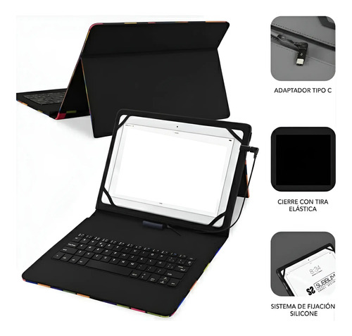 Funda Estuche Con Teclado Para Tablet De 8 Y 9 Pulgadas