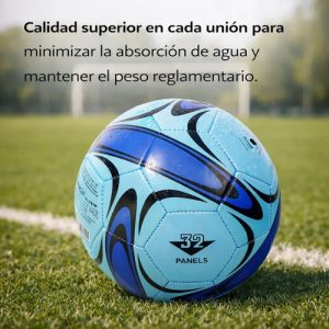 Pelota De Fútbol N°5 Simil Cuero Celeste | Cosida A Mano De Alta Precisión | Resistente Al Desgaste Y Abrasión | Ideal Niños Y Adultos | Entrenamiento Y Recreación Everest Azul-celeste: imagen 5