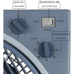 Turbo Ventilador Cuadrado Con Temporizador, Black Mount, Rejilla De Seguridad Y 3 Velocidades, Potente, Silencioso, Alta Calidad: imagen 8