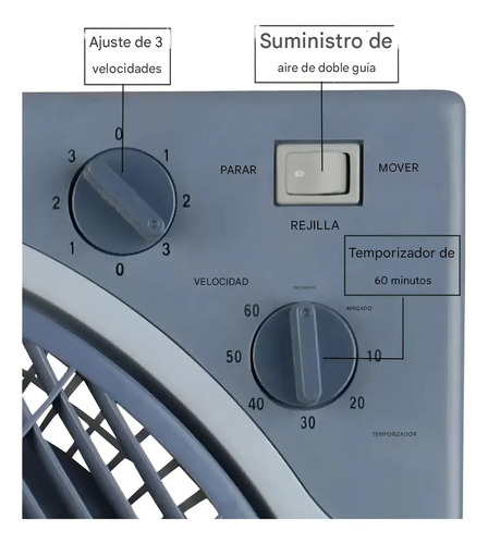 Turbo Ventilador Cuadrado Con Temporizador, Black Mount, Rejilla De Seguridad Y 3 Velocidades, Potente, Silencioso, Alta Calidad