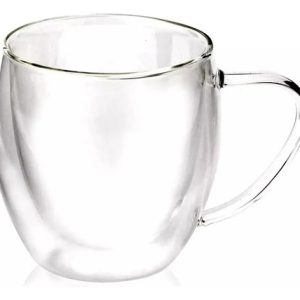 Taza De Vidrio Doble Pared 350ml Aislamiento Con Asa Té Café Color Transparente Doble Vidrio 250: imagen 3
