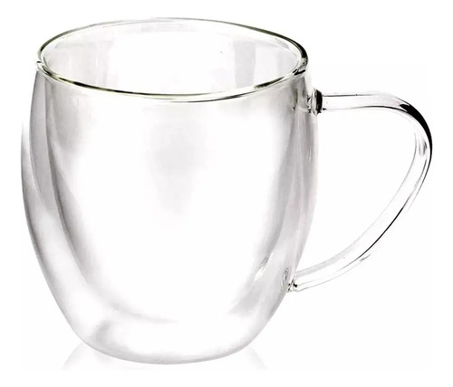 Taza De Vidrio Doble Pared 350ml Aislamiento Con Asa Té Café Color Transparente Doble Vidrio 250