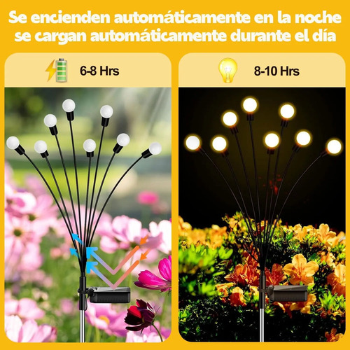 Luces Solares De Luciérnaga Impermeables Con 6 Led Jardín