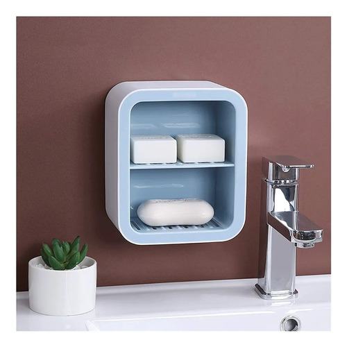 Jabonera Doble Piso Para Pared Con Drenaje Estante Para Baño