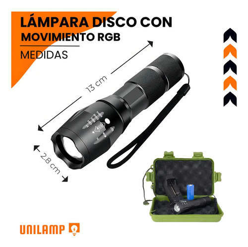 Linterna Recargable Led Unilamp Con Zoom 4000lm Usb 200m Camping