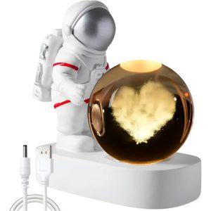 Lámpara Veladora Astronauta Luz Led Lampara De Noche Vidrio: imagen 1