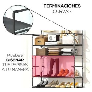 Perchero Multifuncional Kitul Con Zapatero De 5 Niveles, Everest, Estante Organizador Para Ropa Y Calzado, Estructura Metálica, Dimensiones 170x80 Cm, Ideal Para Recibidor, Dormitorio, Alta Calidad: imagen 5