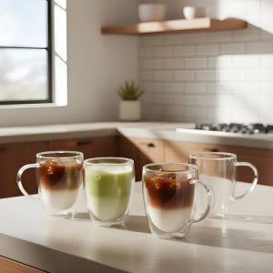 Taza De Vidrio Doble Pared 350ml Aislamiento Con Asa Té Café Color Transparente Doble Vidrio 250: imagen 6