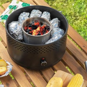 Parrilla Portátil De Carbón Para Interiores Y Exteriores, Barbacoa Compacta Sin Humo, Diseño Moderno, Black Mount, Ideal Para Casa, Balcón, Camping Y Reuniones Negro: imagen 9