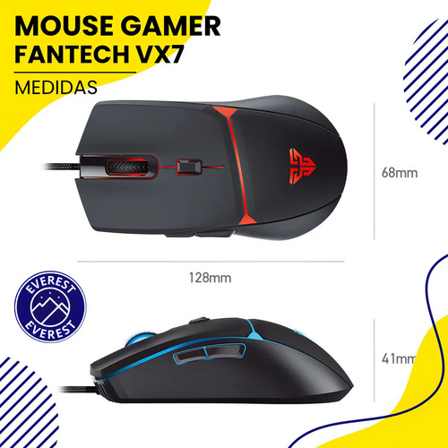 Mouse Gamer Vx7 Space, Iluminación Led, Everest, Ergonómico, Preciso, Ideal Para Juegos Y Esports, Alta Calidad Blanco