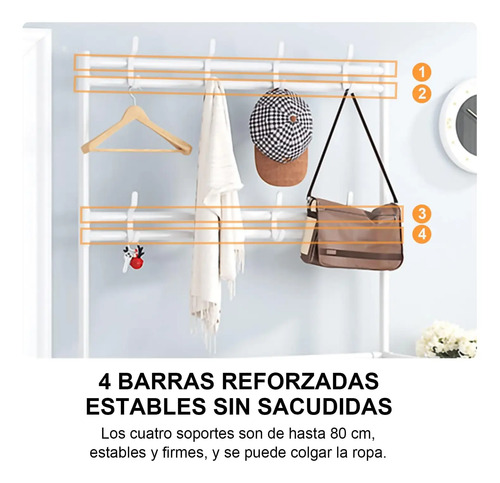 Zapatero Organizador Estante De 4 Niveles Con Perchero