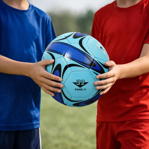 Pelota De Fútbol N°5 Simil Cuero Celeste | Cosida A Mano De Alta Precisión | Resistente Al Desgaste Y Abrasión | Ideal Niños Y Adultos | Entrenamiento Y Recreación Everest Azul-celeste