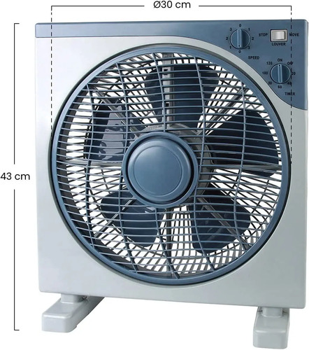 Turbo Ventilador Cuadrado Con Temporizador, Black Mount, Rejilla De Seguridad Y 3 Velocidades, Potente, Silencioso, Alta Calidad