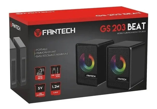Parlante Usb Beat Gs-203 Bk Con Efecto De Luces Rgb, Everest, Sonido Potente De Graves ,compacto Y Elegante, Ideal Para Pc, Laptop Y Gaming Beat Uy, Alta Calidad Negro