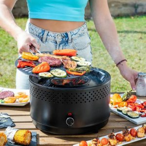 Parrilla Portátil De Carbón Para Interiores Y Exteriores, Barbacoa Compacta Sin Humo, Diseño Moderno, Black Mount, Ideal Para Casa, Balcón, Camping Y Reuniones Negro: imagen 7