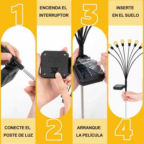 Luces Solares De Luciérnaga Impermeables Con 6 Led Jardín