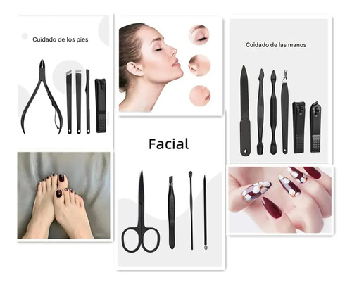Set Manicura Y Pedicura Profesional 16 Piezas Con Estuche Compacto, Everest, 1 Unidad | Línea Cortauñas, Tijeras Y Accesorios Para Manos, Pies Y Facial (C)