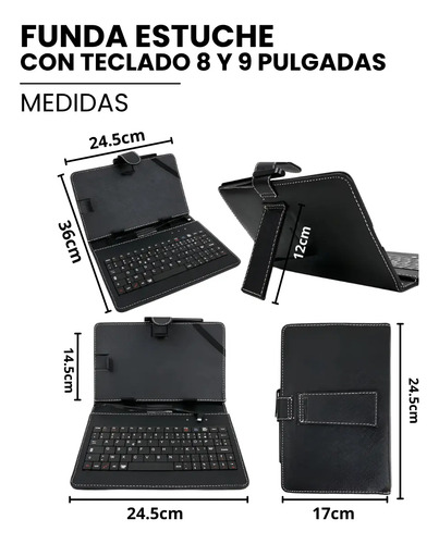 Funda Estuche Con Teclado Para Tablet De 8 Y 9 Pulgadas